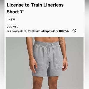 Lululemon License to Train Short 7”